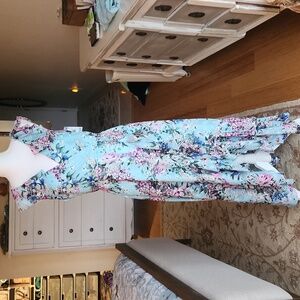NWT Kensie floral maxi dress blue 8 Cottagecore Spring Romantic Feminine